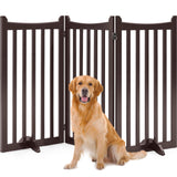 Yaheetech 36" H Extra Tall Freestanding Pet Gate 3-Panel Wooden Dog Fence with 2 Support Feet Folding Dog Gate for Indoor, Stairs, Doorways, Halls, Kitchen Wooden Pet Barrier Espresso, 60" L x 36" H Yaheetech