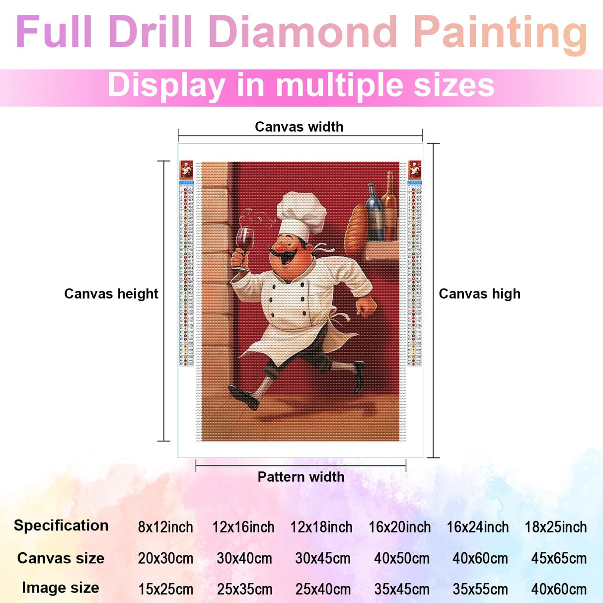 CEQOLI Bread Red Wine Chef Diamond Art Painting Kits for Adult,Cook 5D Diamond Art for Adults,Round Drill Painting by Diamonds Art and Crafts for Home Wall Decor Gift 8x12 Inch CEQOLI