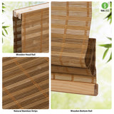 LazBlinds Cordless Bamboo Roman Shades - Light Filtering Roller Blinds for Windows 45'' W x 60'' H LazBlinds