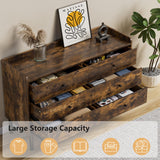 LYNSOM Dresser for Bedroom, 6 Drawer Rustic Brown Dresser with Wide Drawer and Metal Handles, Modern Dressers & Chests of Drawers for Hallway Entryway LYNSOM