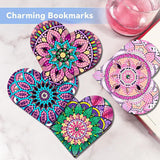 LINGFANG 12 Pcs Diamond Painting Bookmark, DIY Corner Book Makers for Adults Book Lovers, Diamond Dot Art Beginners, Small Diamond Art Kits, Paint by Art Crafts Gift for Women Girls (Heart Mandala) LINGFANG