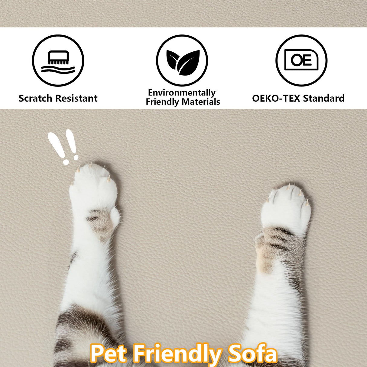 EASE MOOSE Oversized Modular Sectional Sofa,Leather Sectional Couch with Deep Seat,Extra Large U Shaped Couch,Faux Leather Material Sofa Modern Comfy Scratch Resistant,Beige EASE MOOSE