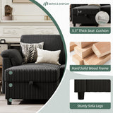 Vongrasig Convertible Sectional Couches, 3 Seat L Shaped Couch Sofa with Removable Pillows Linen Fabric Small Couch Mid Century for Living Room, Apartment and Office Black Vongrasig