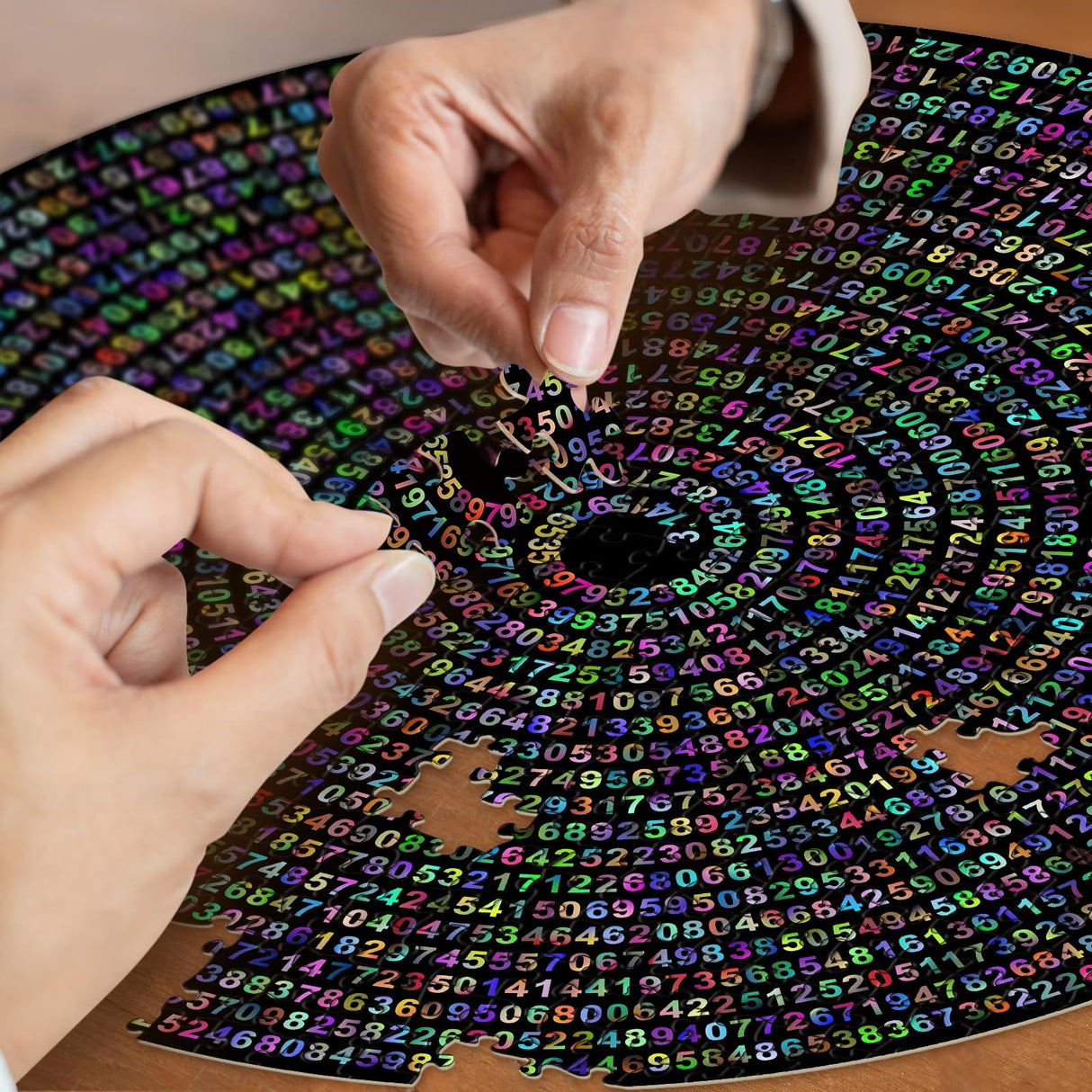 Pi π Day Puzzle for Adults 1000 Pieces, Round Rainbow Jigsaw Puzzle, Hard Impossible Puzzle by Number IdeaBazar