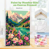 MOGTAA Mountain Paint by Number Kit for Adults Beginners Framed, Adult Paint by Number Kits On Canvas, Easy Adults' Paint-by-Number Kits, DIY Mountain Oil Painting Kits for Home Decor, 8x12in MOGTAA