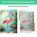 HEIBAGO Flamingo Diamond Art Kits for Adults, 5D Full Drill Round Bird Painting Gems with Beach Diamond Painting, Diamond Dots Perfect for Home Wall Decor 12x16inch HEIBAGO