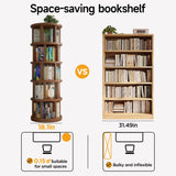 vie poetique Rotating Bookshelf Tower, Wooden, 5 Tier Vertical Rotate Turning Spiral Corner Organizer, 360° Rotating Book Tower, Ideal for Small Spaces, Living Rooms, Corners, Bedrooms (Rural, 5 Tier) vie poetique