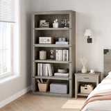 5 Tier Farmhouse Bookcase, 67.4" Tall Book Shelf with Storage, Wooden Bookshelves 5 Shelf Display Shelvesfor Home Office, Living Room(67.4" H x 31.5" W x 12.8" D) (Grey, 67.4" H x 31.5" W x 12.8" D) GarveeHome