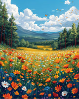 Paint by Numbers Kit for Adults, Beautiful Meadow Painting by Numbers with Paintbrushes and Acrylic Pigment, Flowers in the Mountains Paint by Numbers Kit for Adults Beginner 16x20 Inch Frameless TUMOVO