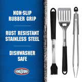 Kingsford Stainless Steel 3 Piece BBQ Tool Set | BBQ Tongs, BBQ Basting Brush, and BBQ Spatula | Rust Resistant Stainless Steel, Grilling Tools for All Grills Kingsford