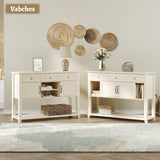 Vabches Entryway Table with 2 Sliding Barn Doors, 47" Farmhouse Console Table with Storage and 3 Drawers, Wood Rustic Sofa Table for for Living Room, Entryway, Hallway, White Grey Oak Vabches