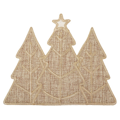Feuille Burlap Farmhouse Winter Placemats Set of 4 Christmas Tree Holiday Placemats for Table Decorations