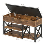 NUNU LAB Shoe Storage Bench, Multifunctional Entryway Bench with 3-Tier Shoe Rack & Cushioned Seat, Shoe Rack for Front Door Entrance, Brown NUNU LAB