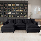110" Modular Sectional Sofa,U-Shaped Chenille Sofa Couch with Movable Ottoman,Modern 5 Seat Cloud Sectional Couches for Living Room Office Home (Black, 110" U-5 Seater) Anwick