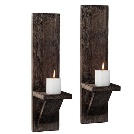 DOCMON Wall Sconce Candle Holder, Wall Mount Wooden Candle Holders, Rustic Wall Decor Floating Shelves, Farmhouse Candle Flowers Vase Wall Shelf for Bathroom Bedroom Living Room, Set of 2 DOCMON