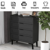 TaoHFE Black 4 Drawer Dresser for Bedroom,Wood Lingerie Chest of Drawers for Bedroom,Modern 36inch Tall Black Dresser for Bedroom Living Room, Entryway, Cloakroom(Black, 4 Drawer) TaoHFE