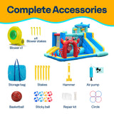 VIVOHOME 7 in 1 Bounce House for Kids, Sea Theme Inflatable Bouncy Castle with Slide, 12x10 FT Inflated Bouncer for Outdoor with Blower, Basketball, Climb, Jump Area, Ball, Water Pool, Hoop VIVOHOME