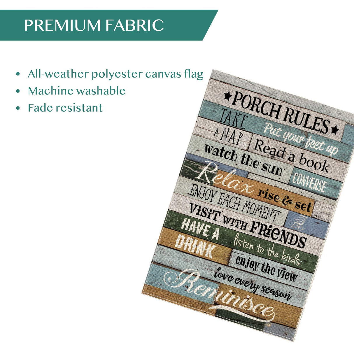 AVOIN Porch Rules Slogan Wood Garden Flag Vertical Double Sided, Enjoy The View Yard Outdoor Decoration 12.5 x 18 Inch AVOIN colorlife