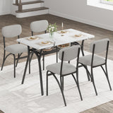 GarveeHome 5-Piece Dining Table Set for 4, Modern Kitchen Table with 4 Boucle Chairs, Rectangular Dining Table with Storage Shelf & Marble Tabletop, Beige Home Dining Furniture for Small Space GarveeHome