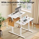 JYLH JOYSEEKER Small Standing Desk, 35" ×20" Electric White Standing Desk, Height Adjustable Compact Sit Stand Desk with Splice Board, Home Office Desk with 2 Hooks JYLH JOYSEEKER