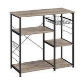 VASAGLE ALINRU Industrial Kitchen Baker's Rack with Wire Basket and Hooks in Greige and Black VASAGLE