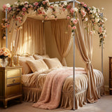 Canopy Bed Frame King Size, Thicken Stainless Steel Canopy Bed Frame, Bed Post Poles with Metal Connectors for Mosquito Curtains, Bedroom Decor Mosqutent