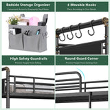 Jocoevol Bunk Bed Twin Over Twin, Heavy Duty Metal Bunkbeds with Ladder and Full-Length Guardrail, Convertible into 2 Individual Beds for Kids, Teens and Adults, Under-Bed Storage Space, Black Jocoevol