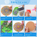 FILASLFT 8 Pcs Diamond Painting Coasters with Holder, Beginners DIY Diamond Art Coasters Crafts for Adults,Small Diamond Painting Kits Circular Coaster Suitable for Gifts and Office Home FILASLFT
