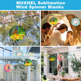 MUXHEL 10 Pcs 3” Sublimation Wind Spinner Blanks with 10 Hooks, 3D Aluminum Wind Spinner Hanging, Round Wind Powered Kinetic Sculpture for Indoor and Outdoor Decoration MUXHEL