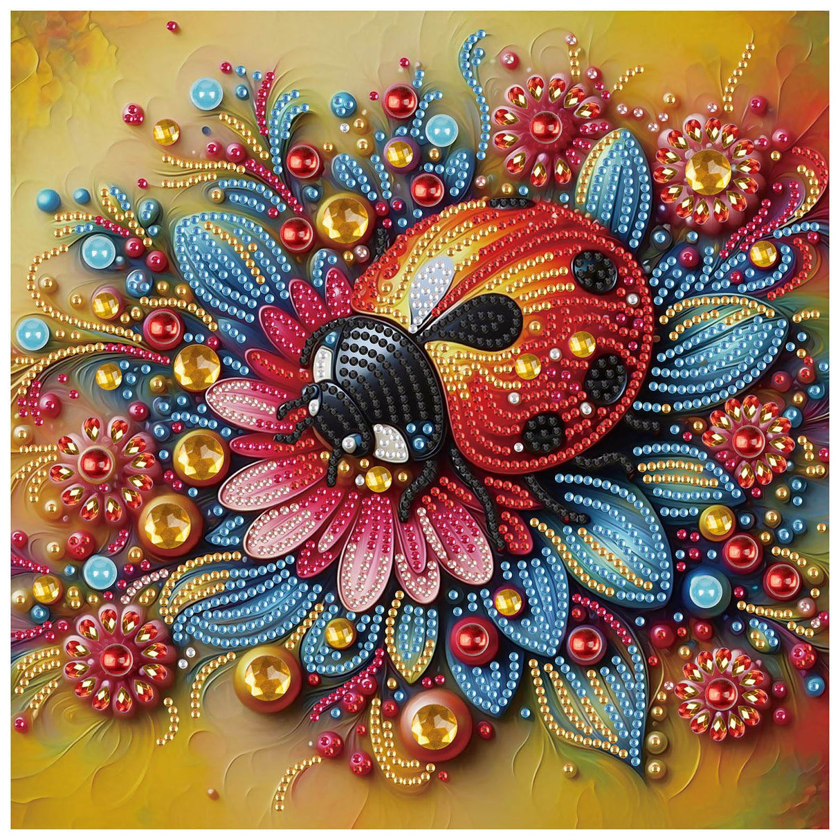 Sanjee 5D Special Shape Diamond Art Kits for Beginners, Ladybug Diamond Painting Kits for Adults, Crystal Rhinestones Diamond Painting for Home Wall Decoration Gift, 12×12inch Sanjee