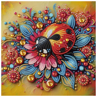 Sanjee 5D Special Shape Diamond Art Kits for Beginners, Ladybug Diamond Painting Kits for Adults, Crystal Rhinestones Diamond Painting for Home Wall Decoration Gift, 12×12inch