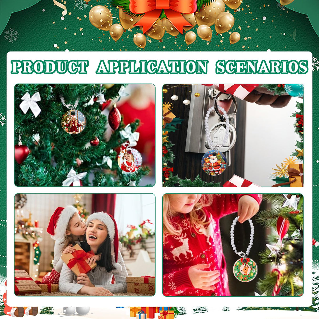 JNENERY Round Sublimation Key Chains Blanks, 60PCS Sublimation Keychain Blanks Bulk, Sublimation Charm Accessories for Cup, MDF Blank Double Sided with Plastic Pearl Chain for DIY and Craft JNENERY