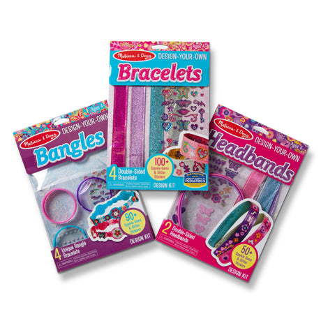 Melissa & Doug Design-Your-Own Jewelry-Making Kits - Bangles, Headbands, and Bracelets - DIY , Decorate With Stickers, Crafting Set For Kids Ages 4+ Melissa & Doug