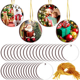 35 Pieces Sublimation Ornament Blanks，SPOKKI 3" Round Christmas Blank Sublimation Ornaments Double Side Sublimation Blanks Pendants with Ropes for DIY Decor Craft SPOKKI