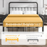 Fluest Queen Bed Frame Classic Metal Platform Bed Frame with Charging Station & LED, Victorian Style Iron-Art Headboard/Footboard, Under Bed Storage, No Box Spring Needed, Noise Free, Black Fluest