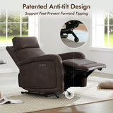 Watson & Whitely Recliner Chair, Zero Wall Reclining Sofa Chair W Power Headrest Type-C Charger, Small Faux Leather RV Recliners Home Theater Seating for Living Room, Chocolate Watson & Whitely
