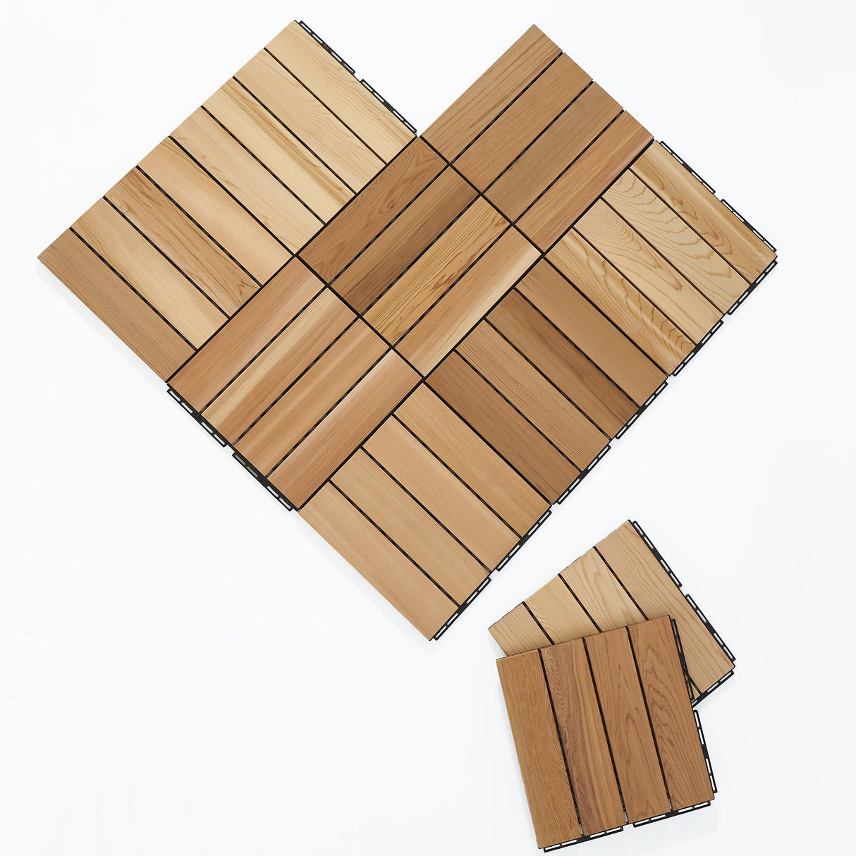 bingaai 10 Pcs Cedar Wood Interlocking Deck Tiles 12" x 12", Cedar Sauna Floor Mat Natural Finish, Wooden Floor Tiles for Balcony, Backyard, Sauna, Patio, Spa Floors, Indoor and Outdoor Use bingaai