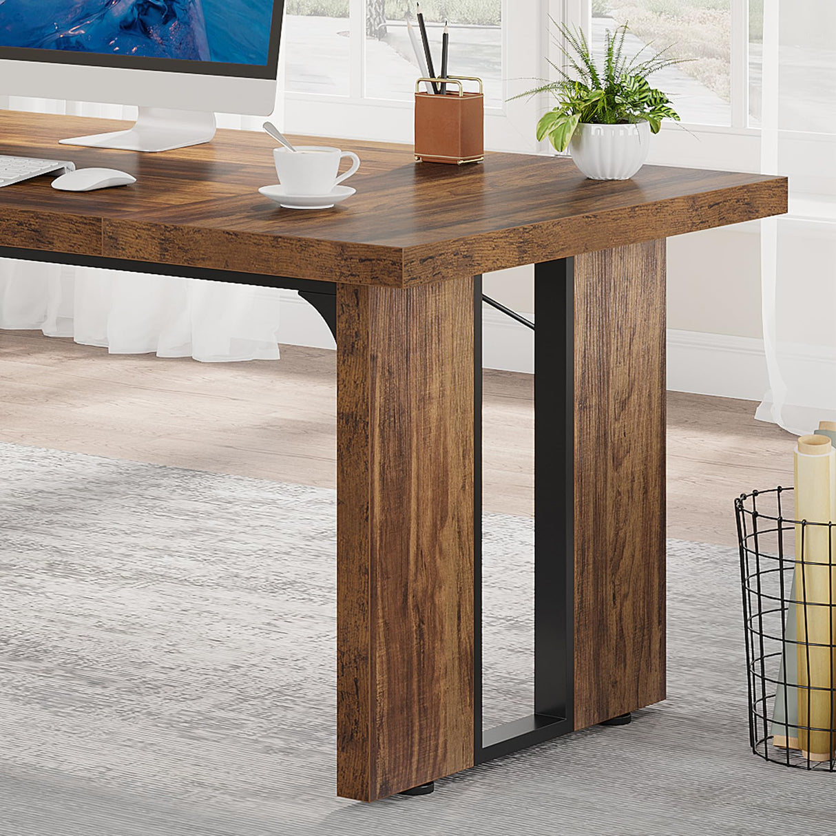 Tribesigns 70.9" Executive Desk, Large Office Computer Desk, Simple Laptop Desk Study Writing Table Workstation for Home Office Tribesigns