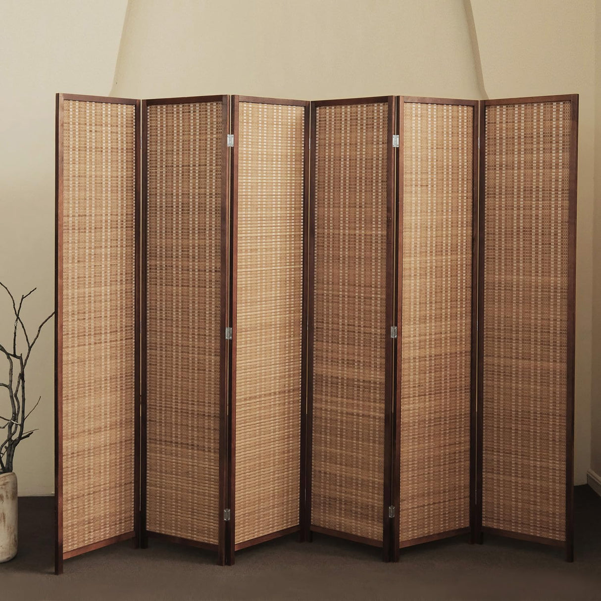 Furnnylane 6 Panel Room Divider and Folding Screen Room Divider,Bamboo Room Divider for Room Separation,67" H x 92.1" W Furnnylane