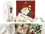 HUIHUANG Christmas Cotton Ribbon 7/8" Wide x 25 Yards Twill Tape Cotton with Merry Christmas Printed Ribbon for Gift Wrapping, Rustic Farmhouse Decor, Tree Ornaments, Wreaths, DIY Crafts HUIHUANG
