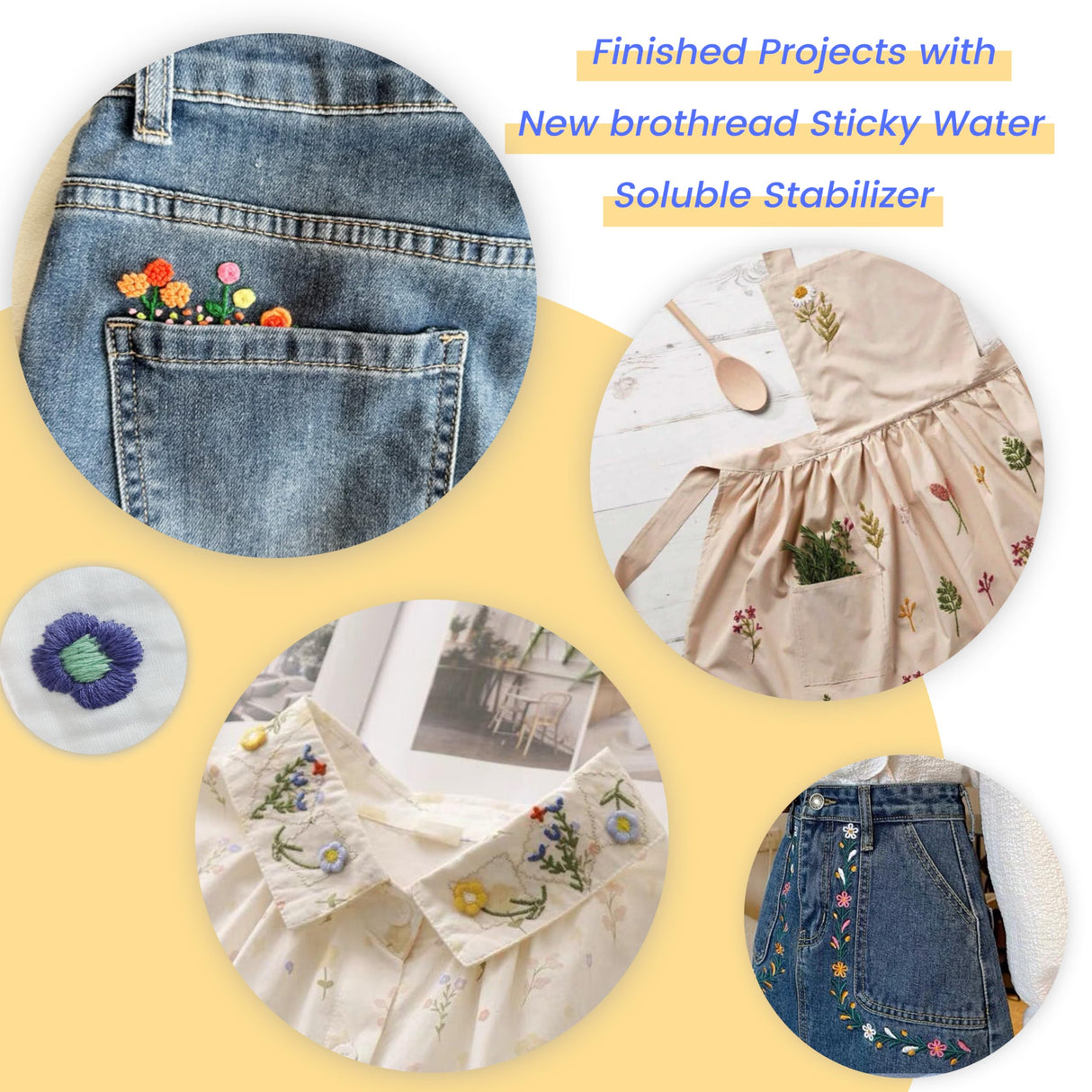 New brothread 6PCS 8.5"x11" Sticky Water Soluble Embroidery Stabilizer Printable Paper Stabilizer - Medium Weight - Allowed for Print or Draw Patterns Best for Hand & Machine Embroidery New brothread