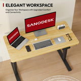 48 Inch Bamboo Electric Standing Desk, 3 Stage Dual Motor Height Adjustable Desk, Stable and Durable Sit to Stand Home Office Desk (Black Frame/ 48” x 24” Natural Bamboo Top) SANODESK