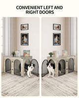 Hzuaneri 44.1" Dog Crate Furniture, Dog Kennel Indoor Arched Door Design, Wooden Dog Crate Furniture for Small/Medium/Large Dog, Side Table, TV Stand, Anti-Chew, Anti-Escape, Greige Black Hzuaneri