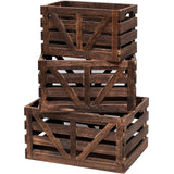 LYDWOO8D Decorative Wood Crates Nesting Crates Wooden Storage Container,Farmhouse Wood Crates for Storage,Display,Decor Boxes-Brown Set of 3 LYDWOO8D