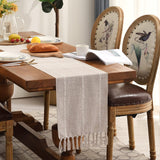 Wracra Rustic Linen Table Runner Farmhouse Style Table Runners 72 inches Long Embroidered Fall Table Runner with Hand-Tassels for Party, Dresser and Dining Room Decorations(Light Coffee, 13"×72") Wracra