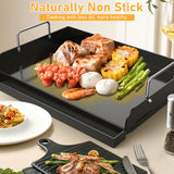 Utheer 17" x 13" Nano-Ceramic Nonstick Griddle for Gas & Charcoal Grills – Universal Flat Top Griddle with Grease Groove/Reinforced Ridges/High Sidewalls, Perfect for Healthy Cooking,Parties & Camping Utheer