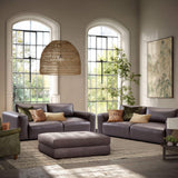 COLAMY 95" Oversized PU Leather Sofa, Comfy Sofa Couch with Extra Deep Seats, Wide Arm, Down Filled 3-Seater Modern Sofa for Living Room, Apartment Lounge-Chocolate COLAMY