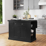 Nantucket Distressed Black Kitchen Island by Home Styles homestyles
