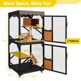 Aivituvin Catio Outdoor Cat Enclosure on Wheels Indoor Kitty House with Cat Bed, Scratching Post, Jumping Platforms, Waterproof Roof Aivituvin