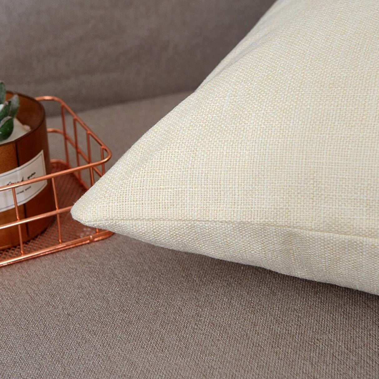 16 X 16 Inch 4 PCS Beige Sublimation Blanks Linen Throw Pillow Case Cushion Cover Pillowcase Shams for Sofa Vinyl Projects DIY Personalized Heat Press Printing NO Pillow Insert Decorative Square FUKiss